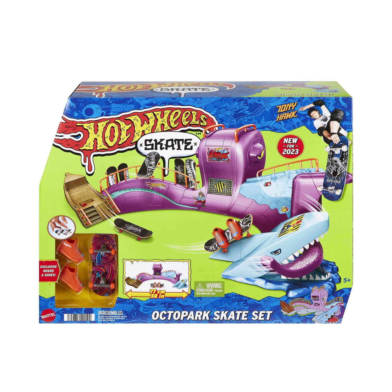 MATTEL - Hot Wheels Skate Octopark Set - Fingerboard con Rampe e Squalo